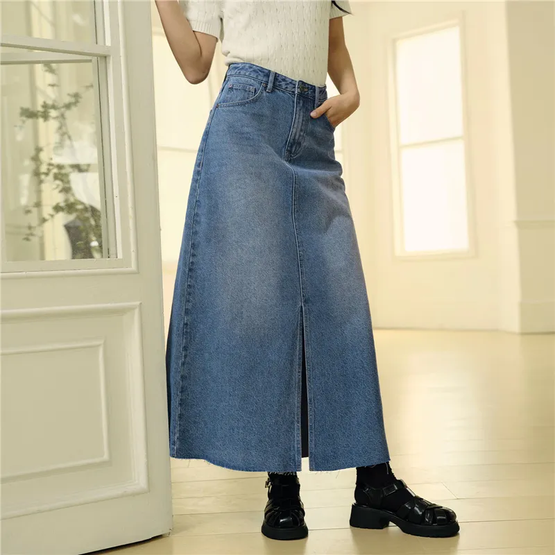 UNIQLO Denim Long Skirt Women's-3