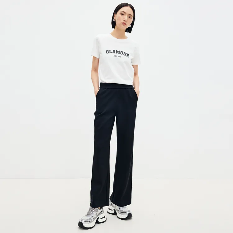 SHUIYUNJIAN Short Sleeved Letter Pullover T Shirt Women's-4
