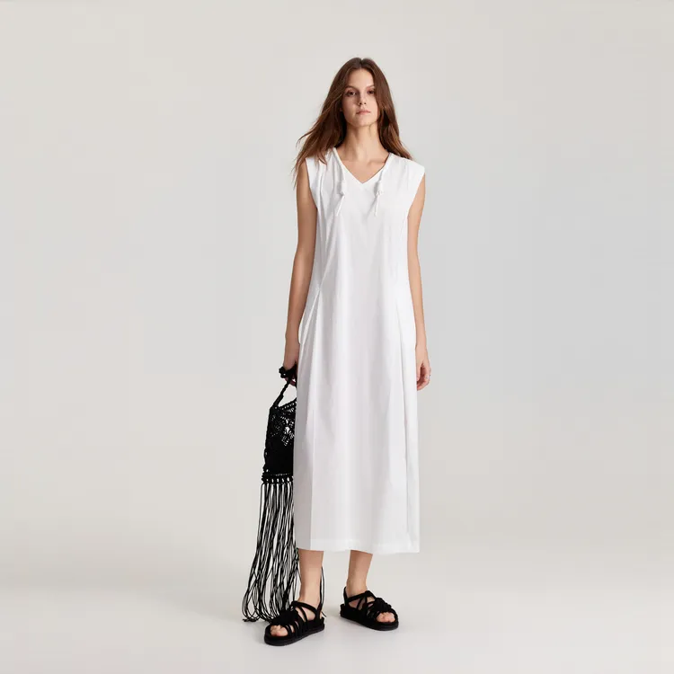 ELLE Sleeveless Dress Women's White-1