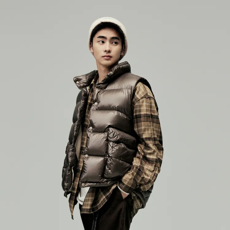 PEACEBIRD MEN Vests Unisex Coffee 1 Loose Fit-3