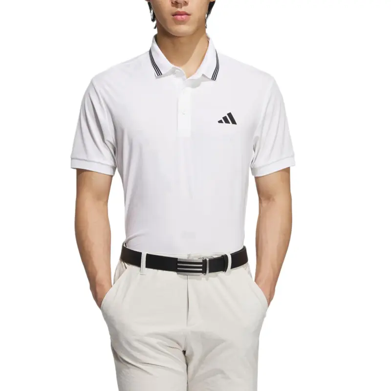 Adidas SHORT SLEEVE RIBBED Polo Shirt Men's White-1