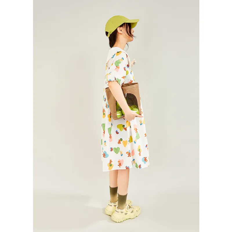 MUGUOGUOMU Short Sleeved Dress Women's Ecru-4