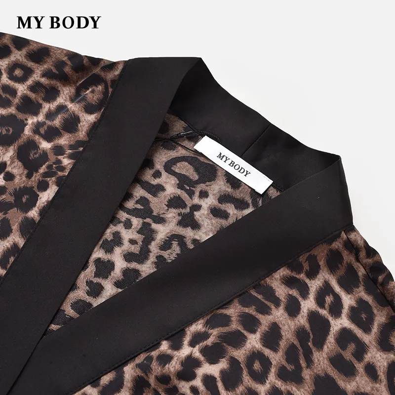 MY BODY Pajama Set Women's Brown Coffee Leopard Print-1