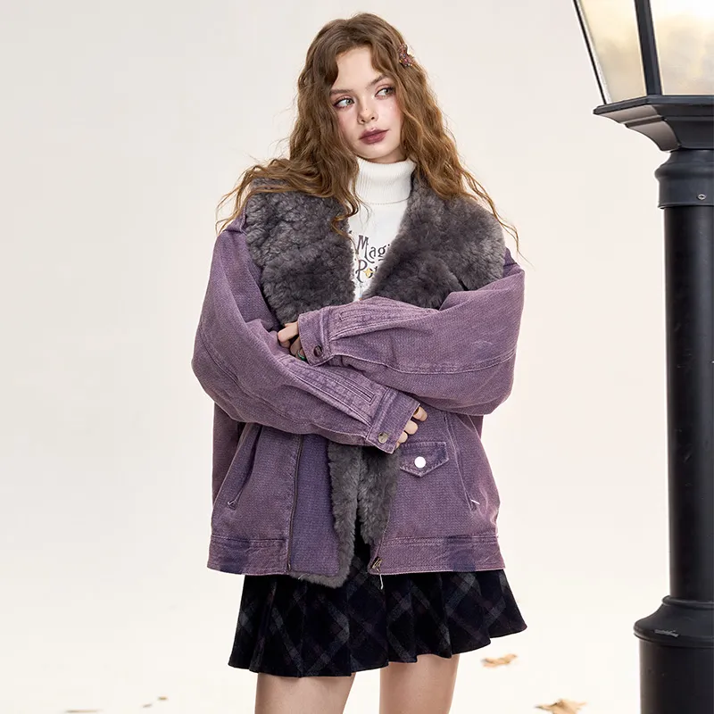 ELF SACK Puffer Jackets Women's Denim Purple-4