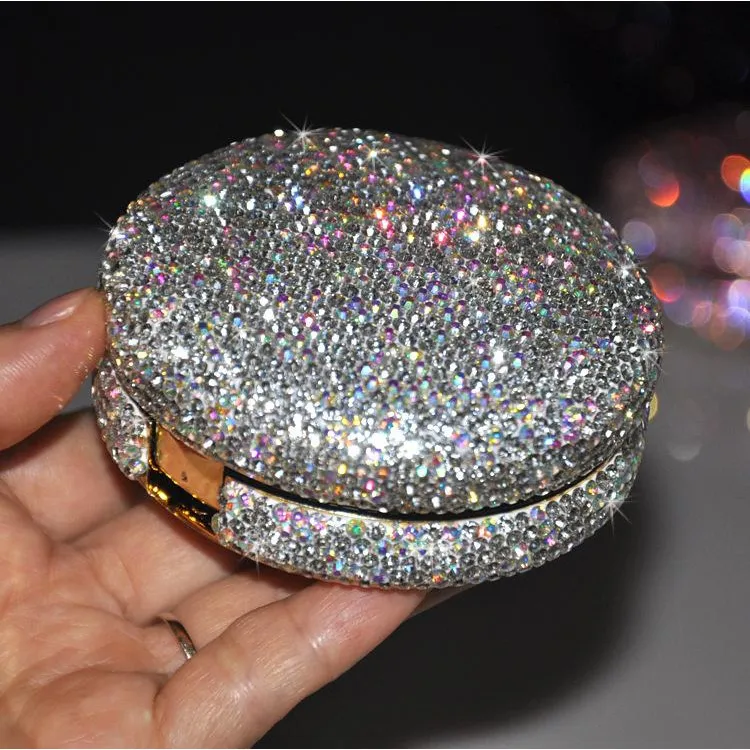 Future Maple Rhinestone Embellished Portable Powder Puff Box Air Cushion Box Cosmetics Storage-3