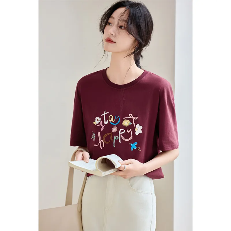 SENTUBILA Drop Shoulder Sleeve T Shirt Women's-14