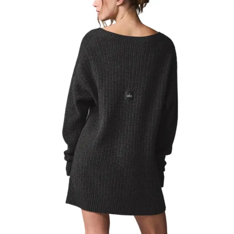 Alo Yoga Cashmere Plush Waffle Dress Long Sleeved Dress Women's-4