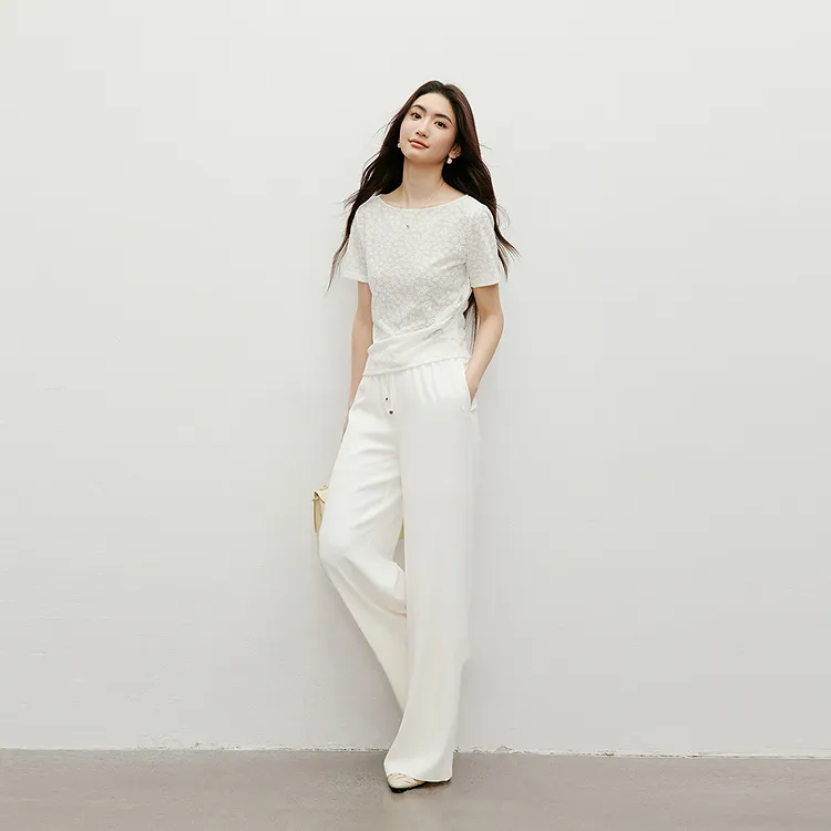 Hopeshow T Shirts Women's Raw White 001-4