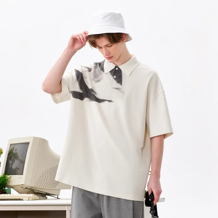 Bosieagender Polo Shirts Unisex Light Beige-2
