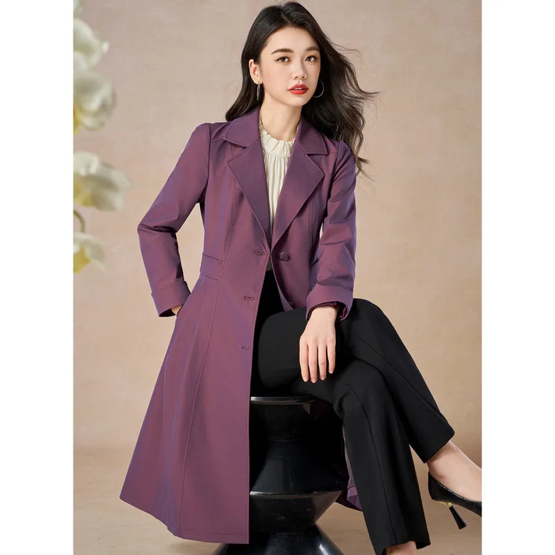 Mylan Spring Fall Trench Coat Loose Fit Women's Purple-2