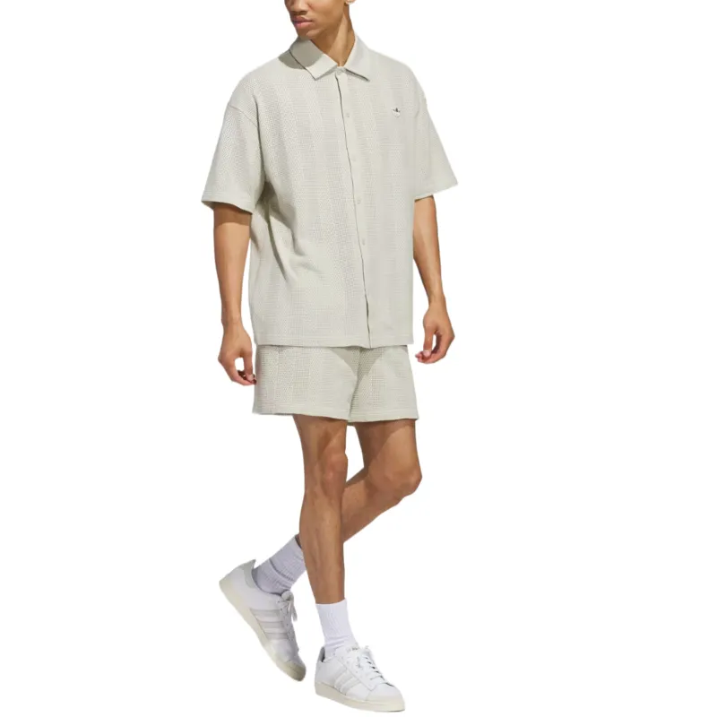 Adidas Originals Clover Series Polo Shirt Unisex Gray White-1