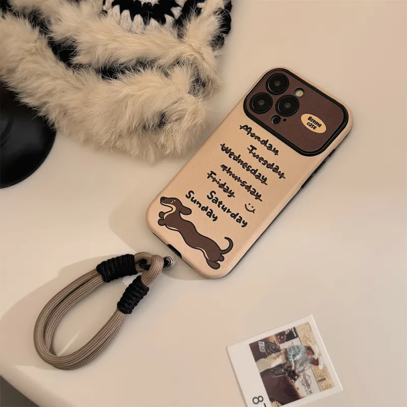 Cuttlefish Grid TPU Material Ins Style Sausage Dog Niche Phone Case Compatible With Apple 16/15/14/13/12/11-5