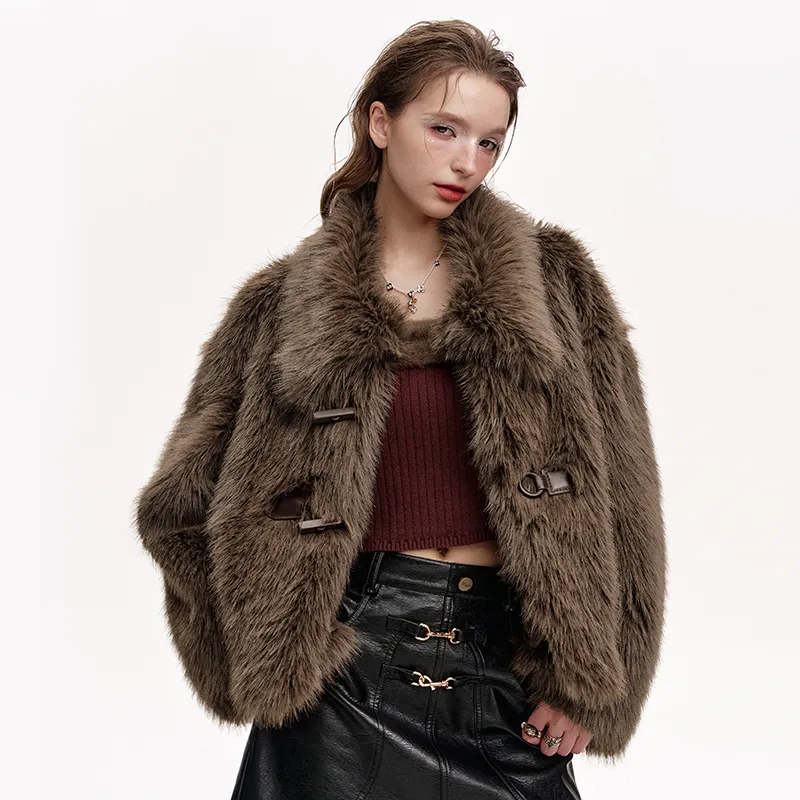 ELF SACK Cropped Coat Women's Warm Brown-2