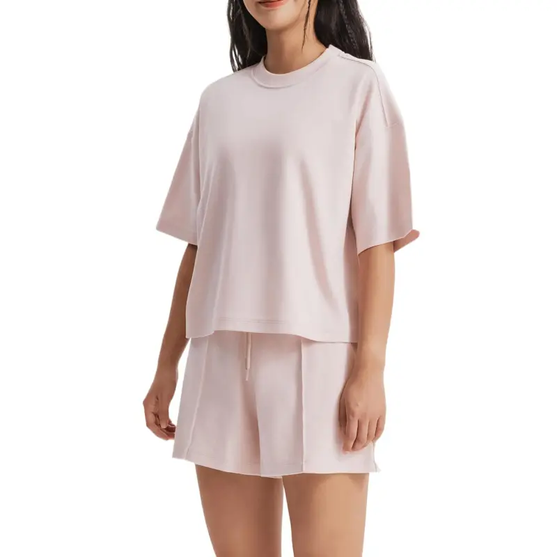 DECATHLON Drop Shoulder Sleeve T Shirt Women's Quartz Pink-2