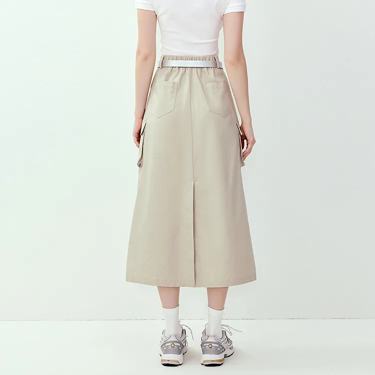 LEDIN Casual Long Skirts Women's Beige Camel-5