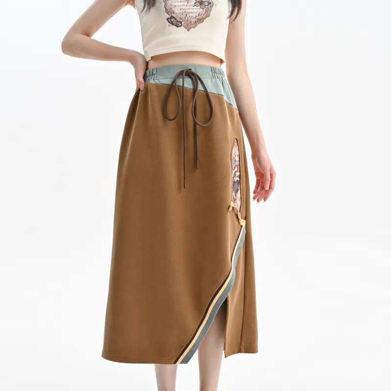 Snbl Casual Long Skirts Women's Brown-4