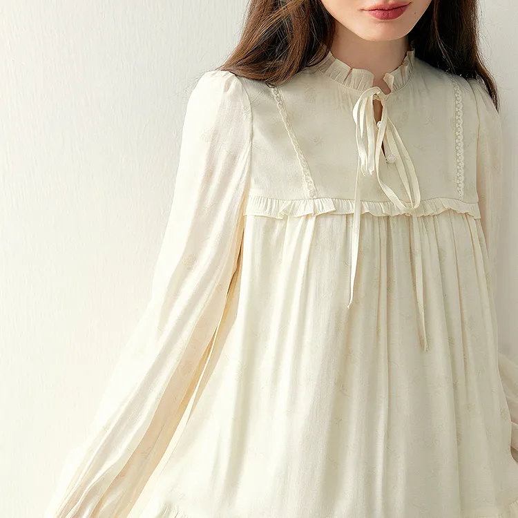 LEDIN Long Sleeved Dress Women's Beige Yellow-2