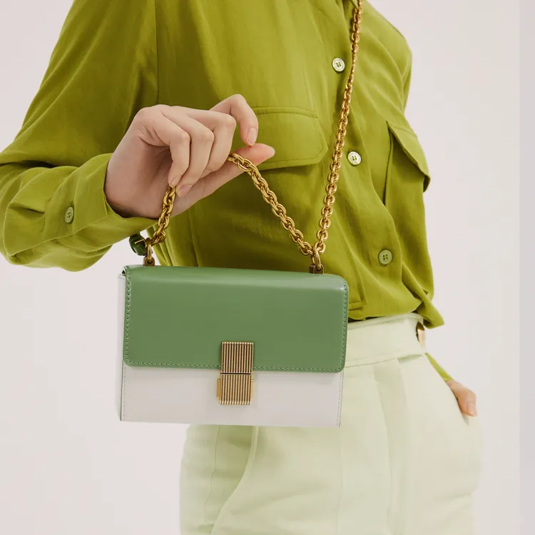 CHARLES&KEITH PU Charles & Keith Bag, Small Square Bag, Shoulder Bag Trumpets Women's Sand/Green/Black-6