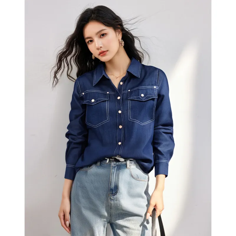 Love Elaine Shirts Women's Blue-3