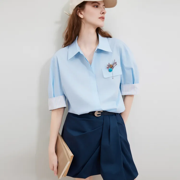 ELLE Fun Series Shirts Women's Blue-4