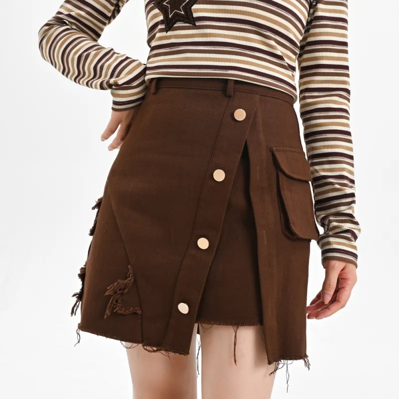 Snbl Casual Short Skirts Women's Coffee-6