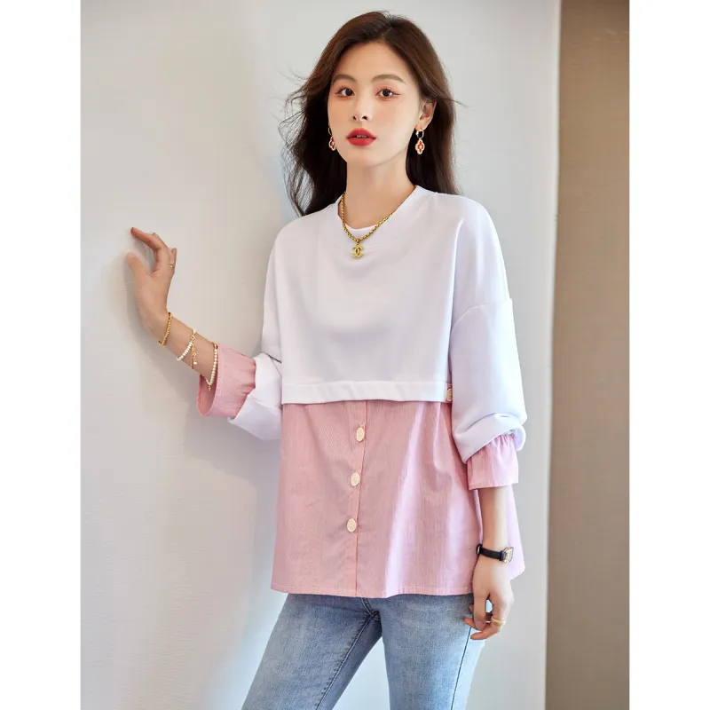 Like The Age Of Water Spring, Fall Sweatshirt Loose Fit Women's White-1