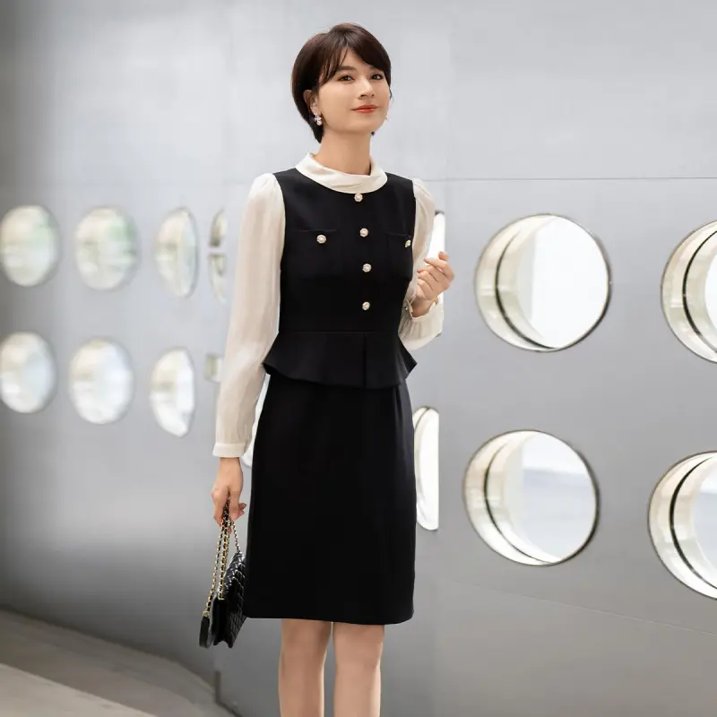 ONE SHALLOW Long Sleeved Dresses Women's Black-5