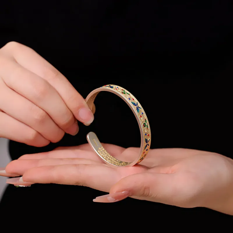 LIUXIN 999 Fine Silver Bangles Women's-3