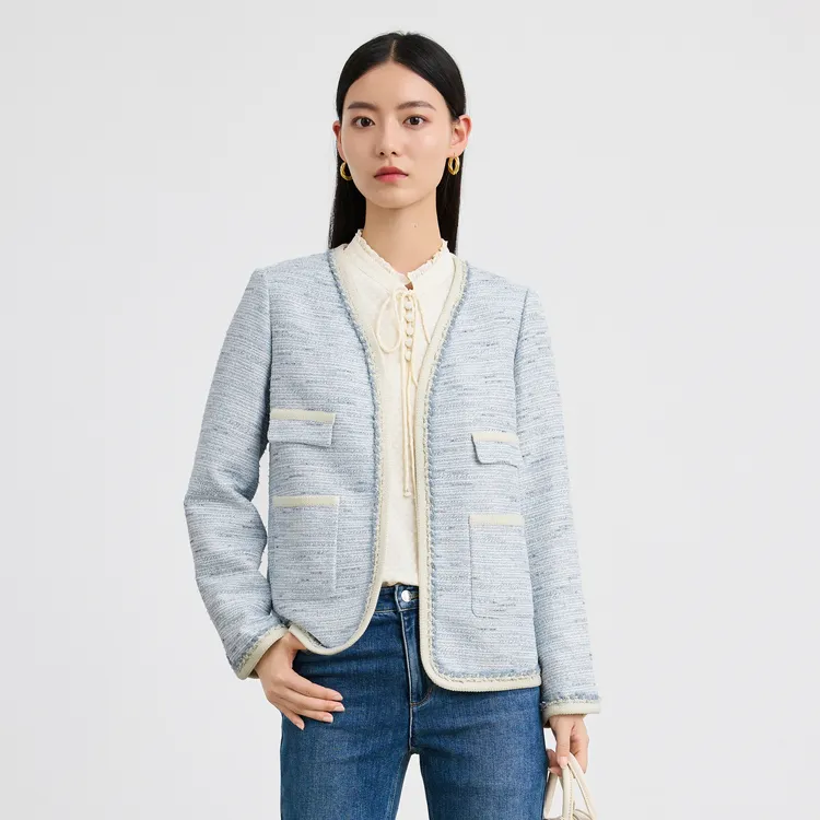 SHUIYUNJIAN Cropped Coat Women's Light Blue-2