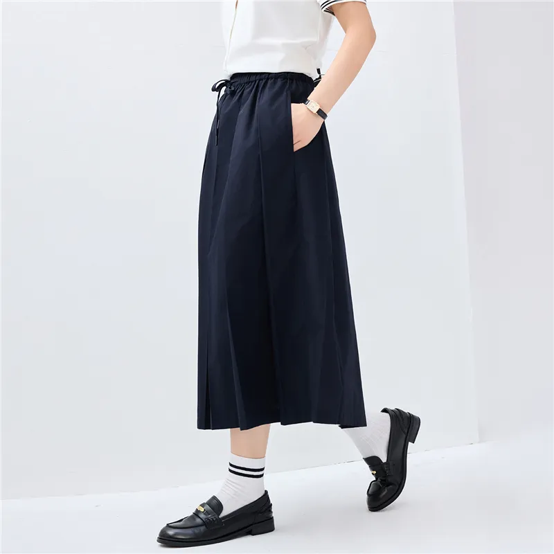 UNIQLO Casual Long Skirts Women's Emblem Uniform Blue-6