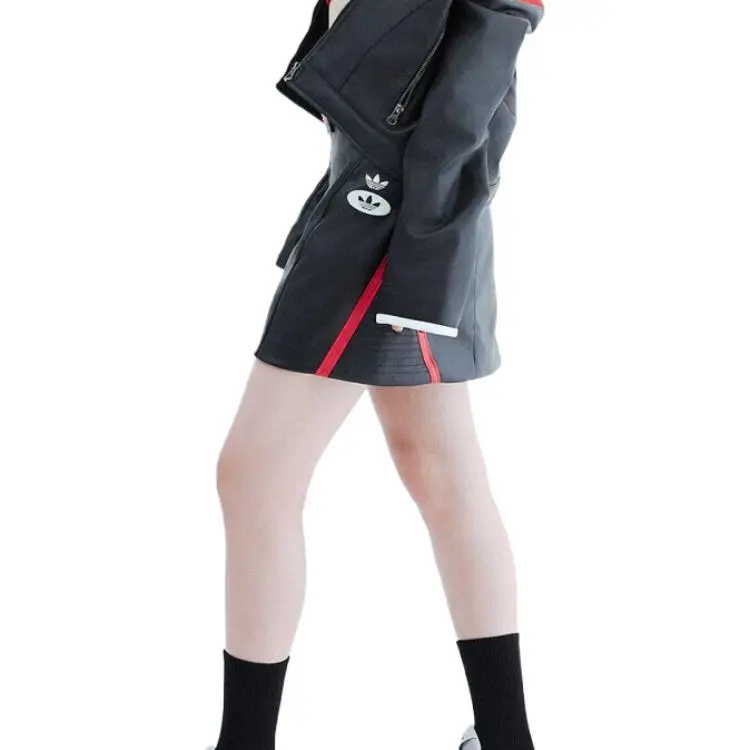 Adidas Originals SS25 Leather Short Skirts Women's Black-3