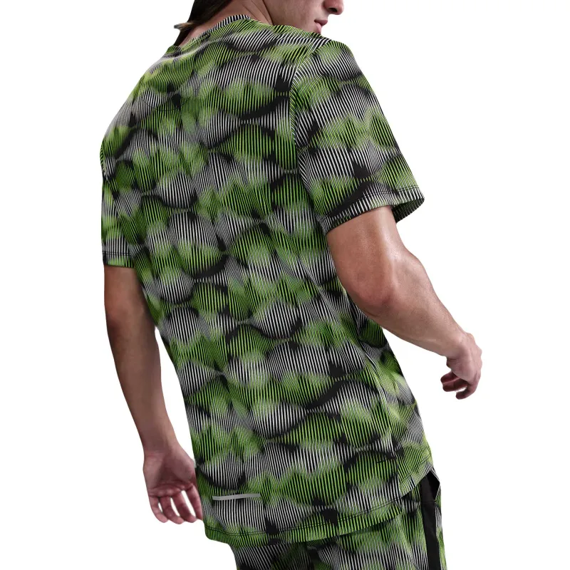 Nike MILER T Shirts Men Black/Green/White/Metal Silver-1