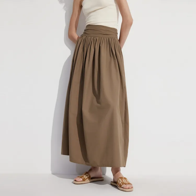 ELLE Casual Long Skirts Women's Coffee-1