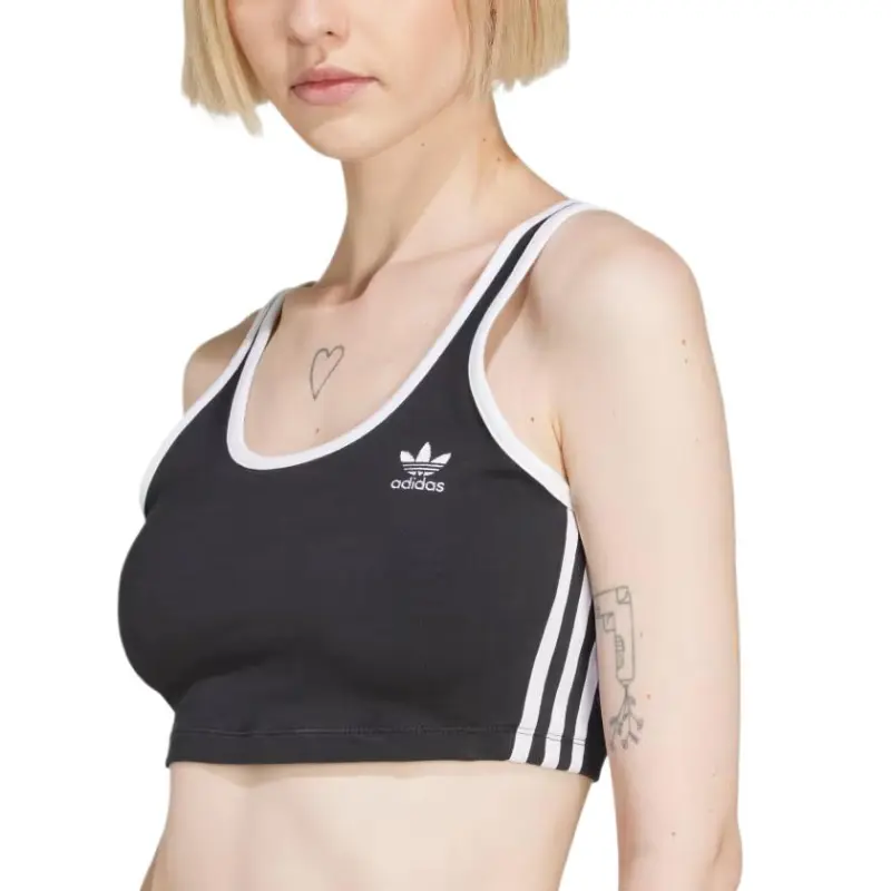 Adidas Women's Adicolor 3 Stripes Bra Top Black/White-1