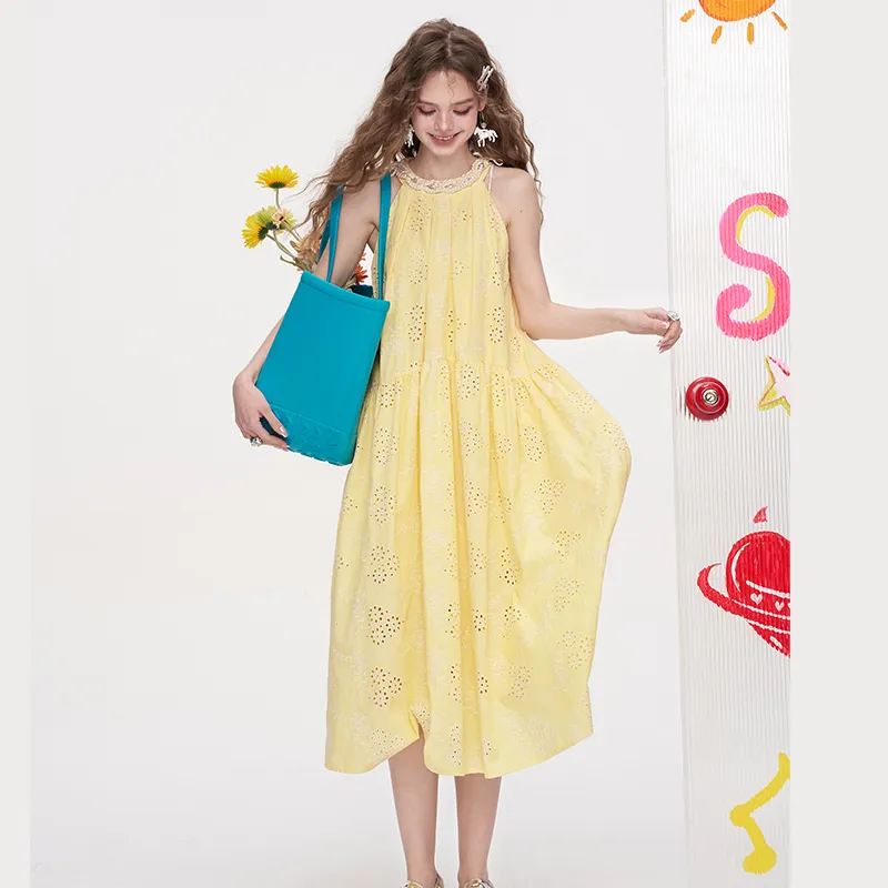 ELF SACK Sleeveless Dress Women's Small Flower Yellow-1