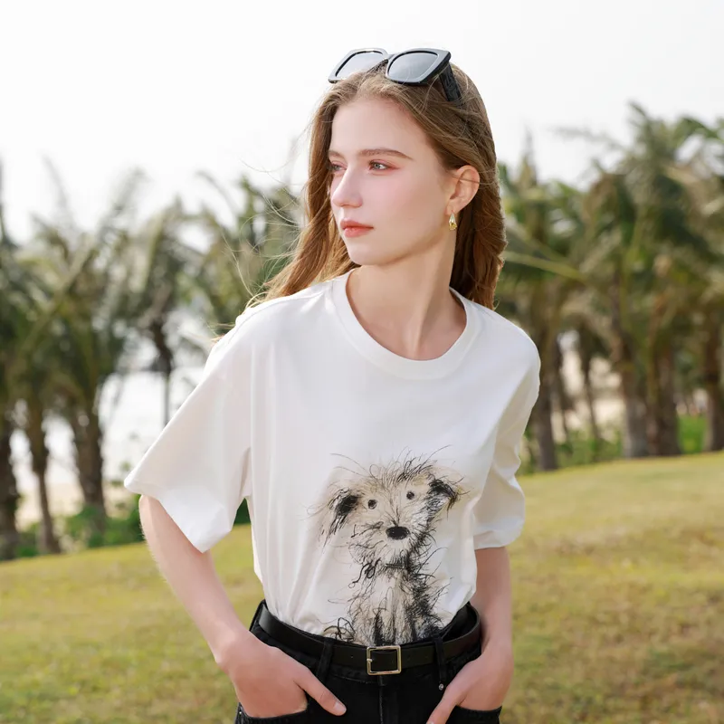 3COLOUR Drop Shoulder Sleeve T Shirt Women's Pearl White-5