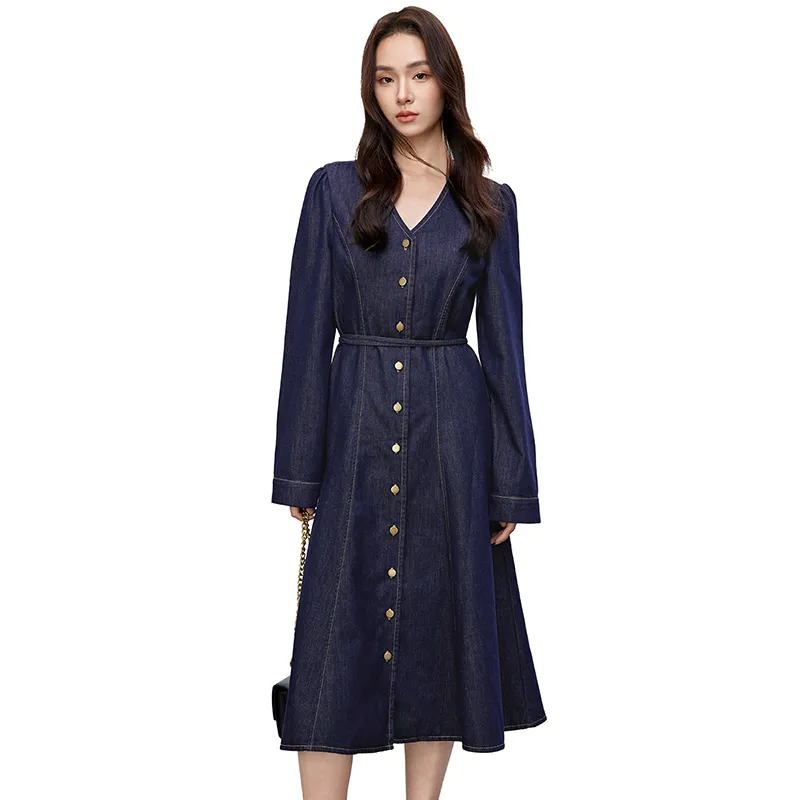 SENTUBILA Long Sleeved Dresses Women's Azure Blue-2