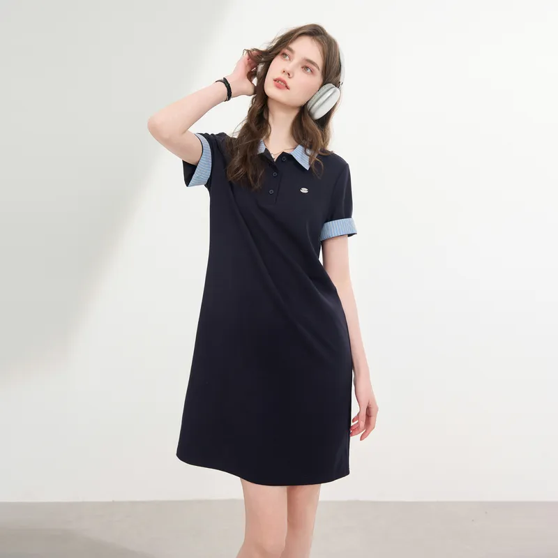 3COLOUR Short Sleeved Dress Women's Navy Blue-6