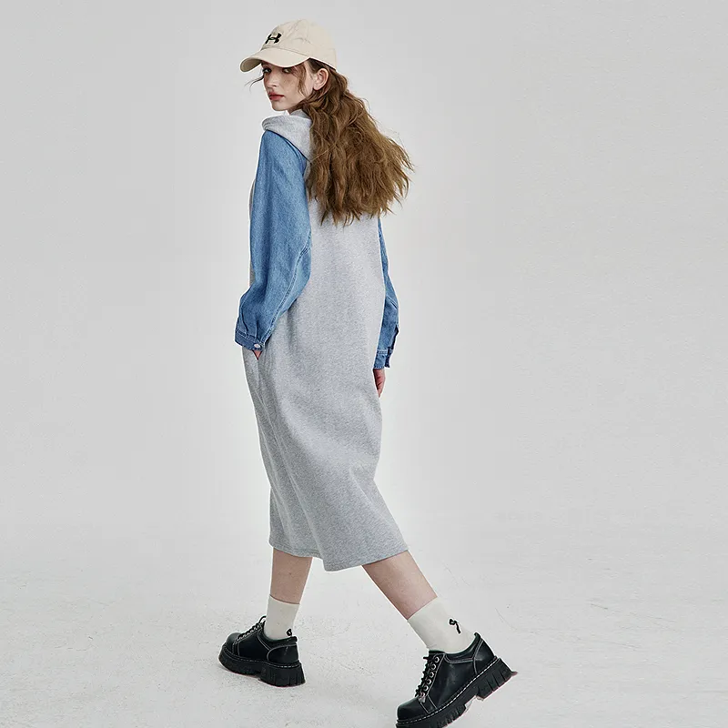 ELF SACK Long Sleeved Dress Women's Heart Heather Gray-6