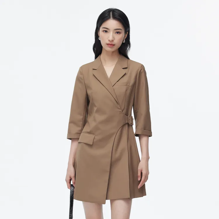SHUIYUNJIAN Long Sleeved Dress Women's Coffee-2