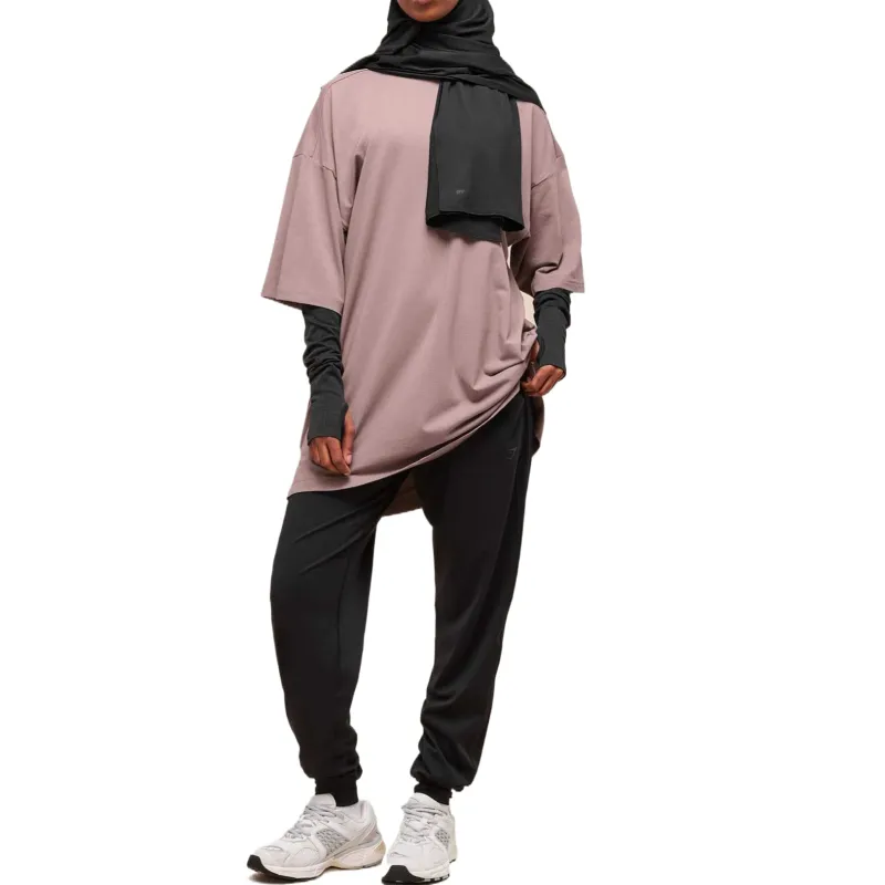 GYMSHARK Drop Shoulder Sleeve T Shirt Women's Washed Purple Red-3