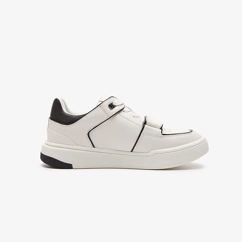 Le Saunda Lightweight Wear resistant And Non slip Low Top Skateboard Shoes Women's Ecru+Black-1