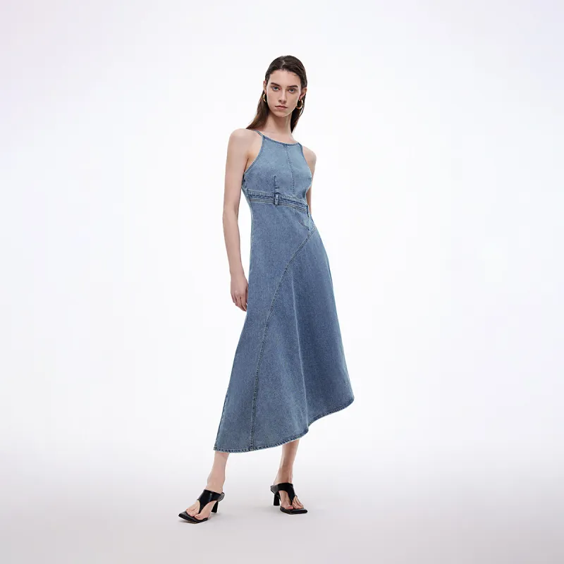 ONLY Slip Dress Women's Washed Denim Blue-2