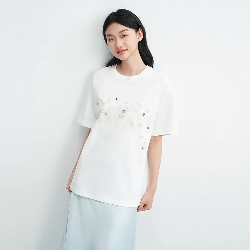 LEDIN T Shirt Women's Mist White In Stock-2