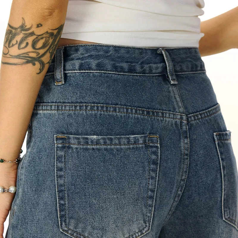 ZAVK Denim Shorts Women's Vintage Blue Calf Length-5