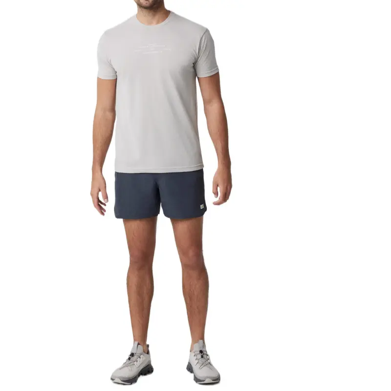 Vuori Sports Shorts Men's Navy Blue Linen Texture-5
