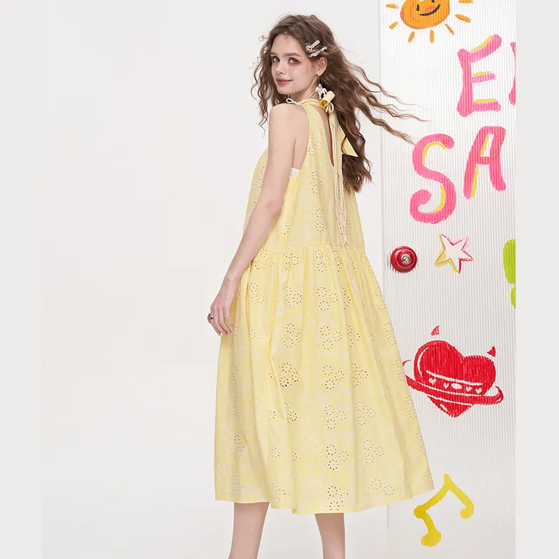 ELF SACK Sleeveless Dress Women's Small Flower Yellow-3