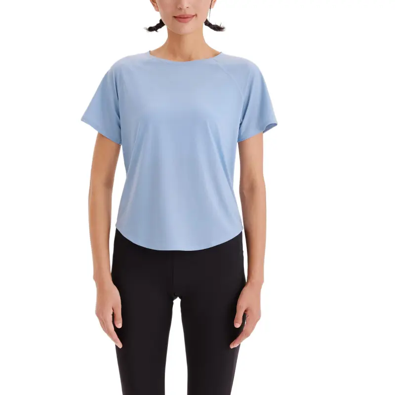 DECATHLON Raglan Sleeve T Shirt Women's Washed Denim Blue-2