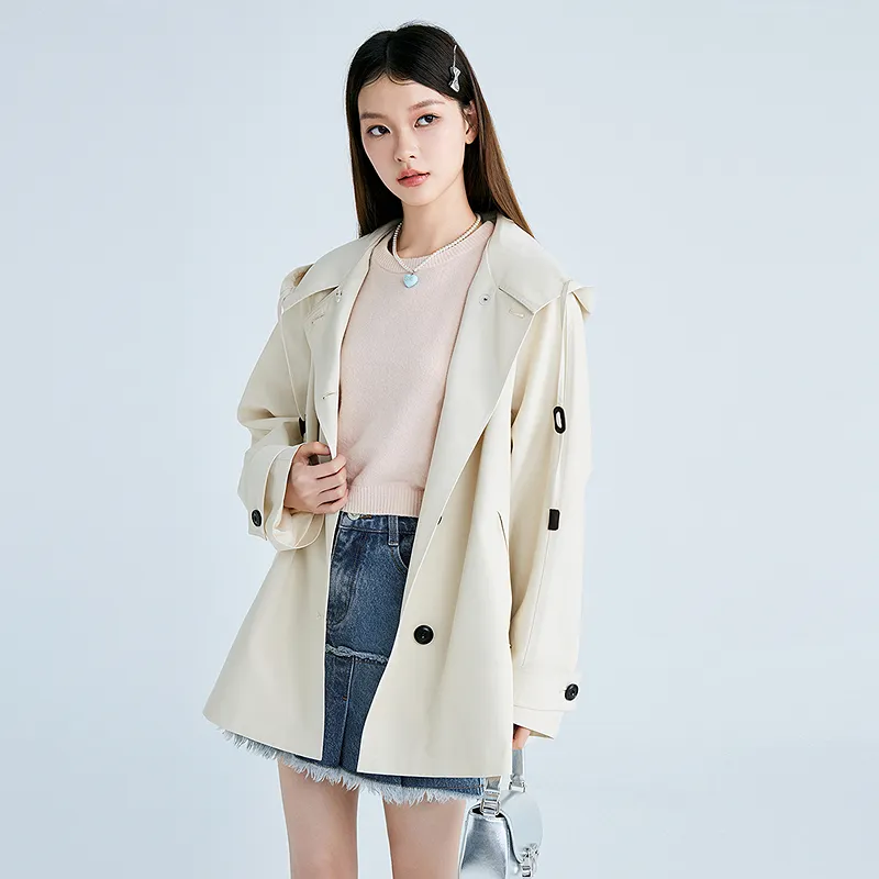 LEDIN Trench Coat Women's Mist White-4