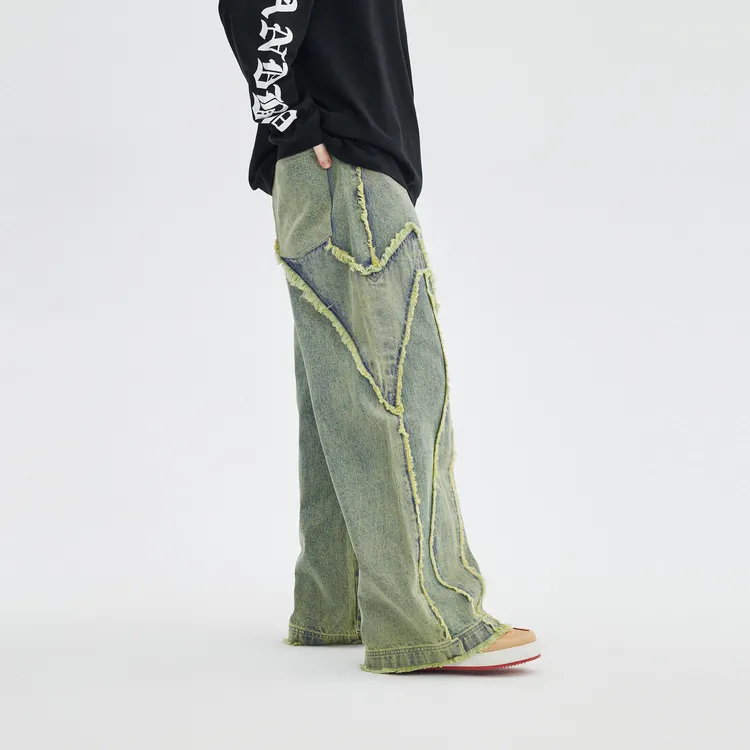 INXX Raw Edge Structural Splicing Jeans-14